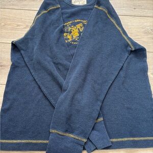 Men's Blue Sweater with Yellow Accents